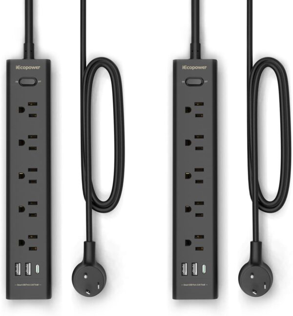 2 Black Multi Outlet Power Strip