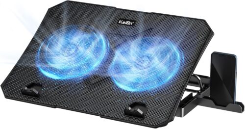 2 Dual Fan Laptop Cooling Stand with Phone Holder