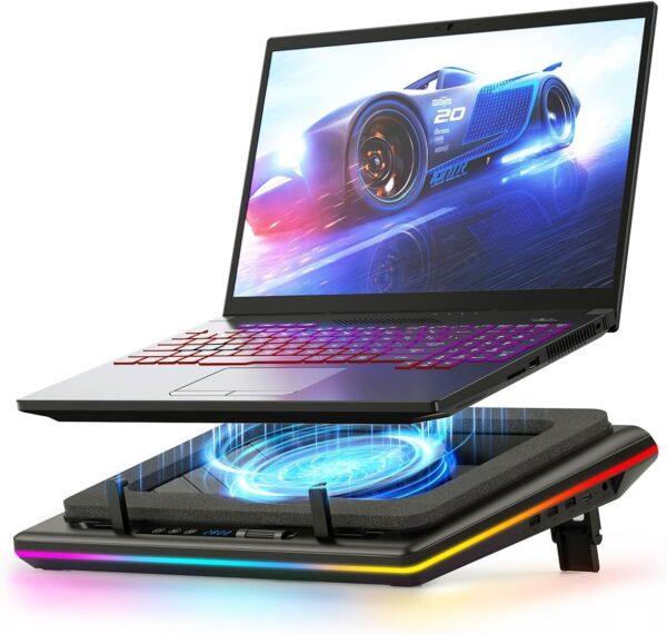 3 RGB Laptop Cooling Pad with Adjustable Stand