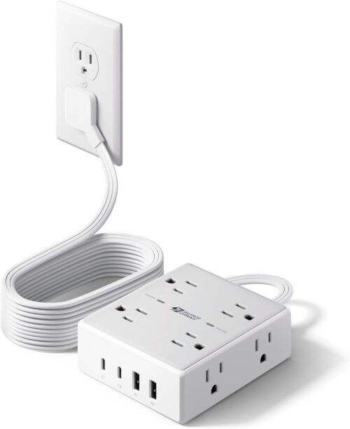4 White Extension Power Hub with USB Ports