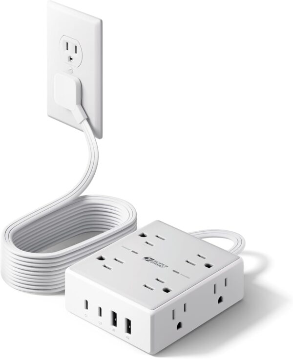 4 White Extension Power Hub with USB Ports